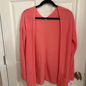 Garage Coral Open-Front Knit Cardigan
